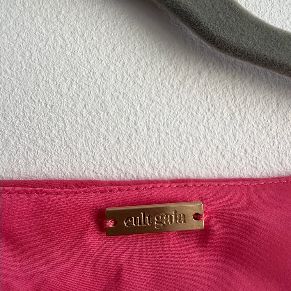 cult gaia One-Shoulder Hot Pink Satin Mini Dress with Draped Sleeve - Picture 5 of 5
